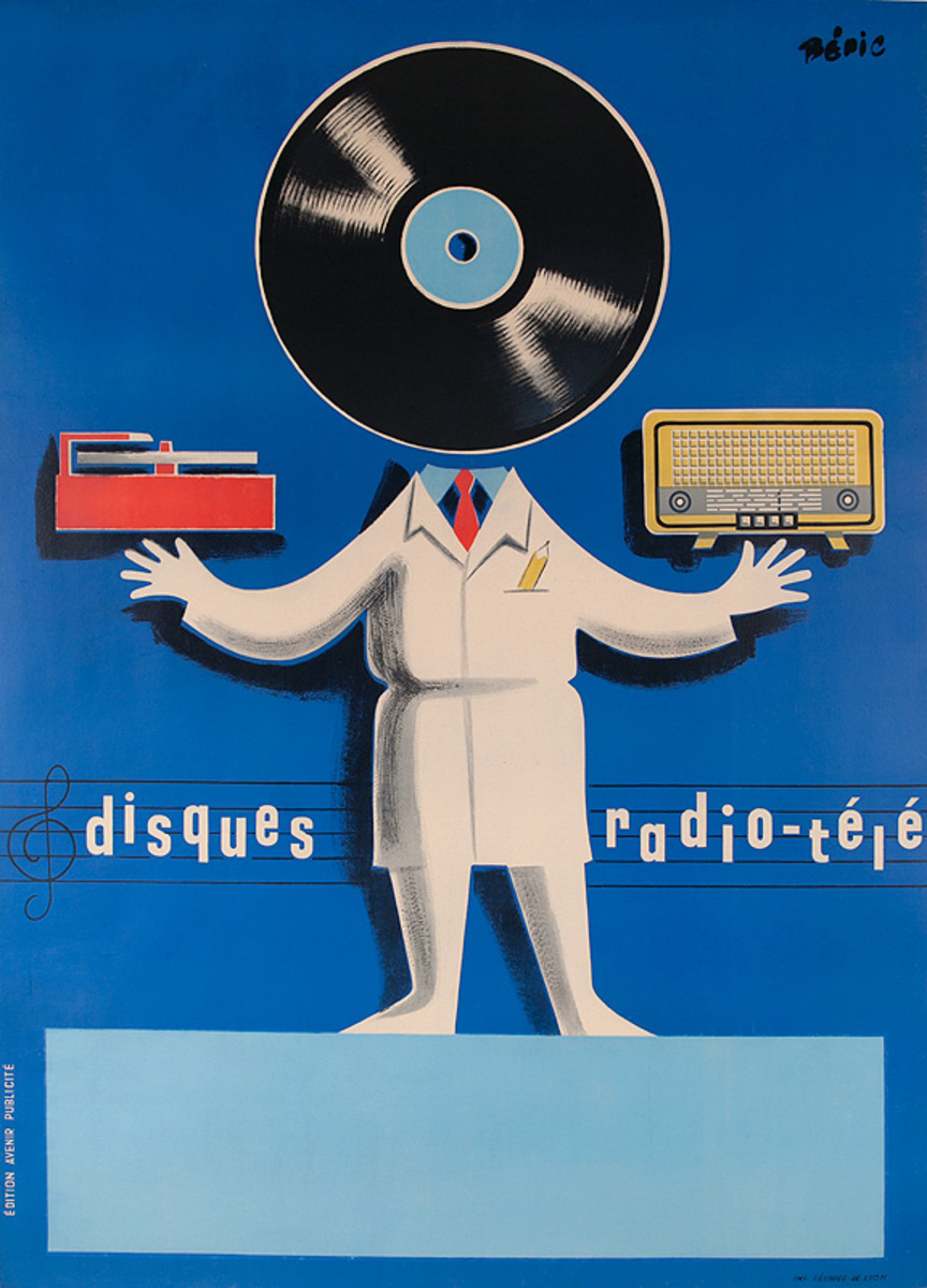 Disques Radio-Tele Original French Advertising Poster