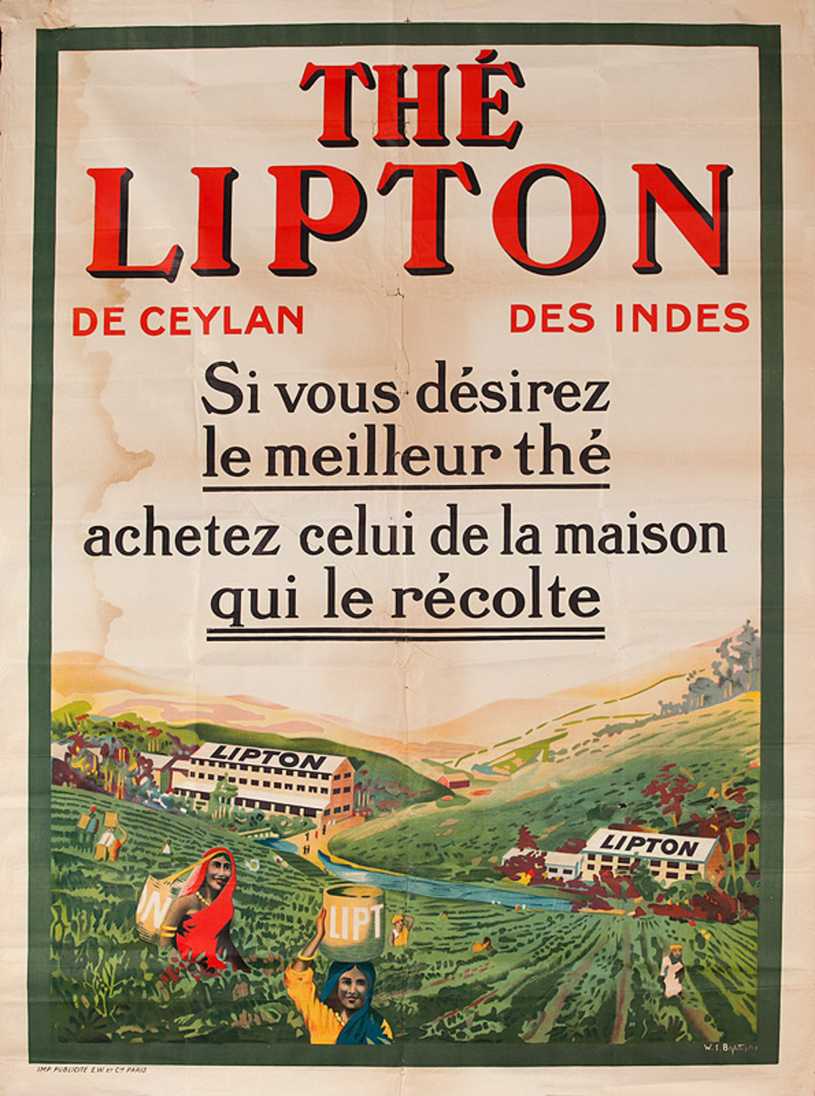 Thé Lipton Original French Lipton Tea Ceylon India Advertising Poster 