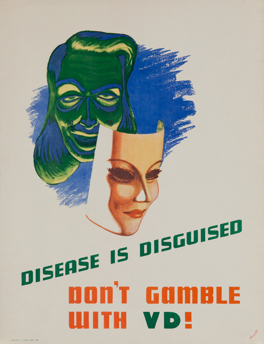 Disease is Disguised Don't Gamble WIth VD Original American Health Poster