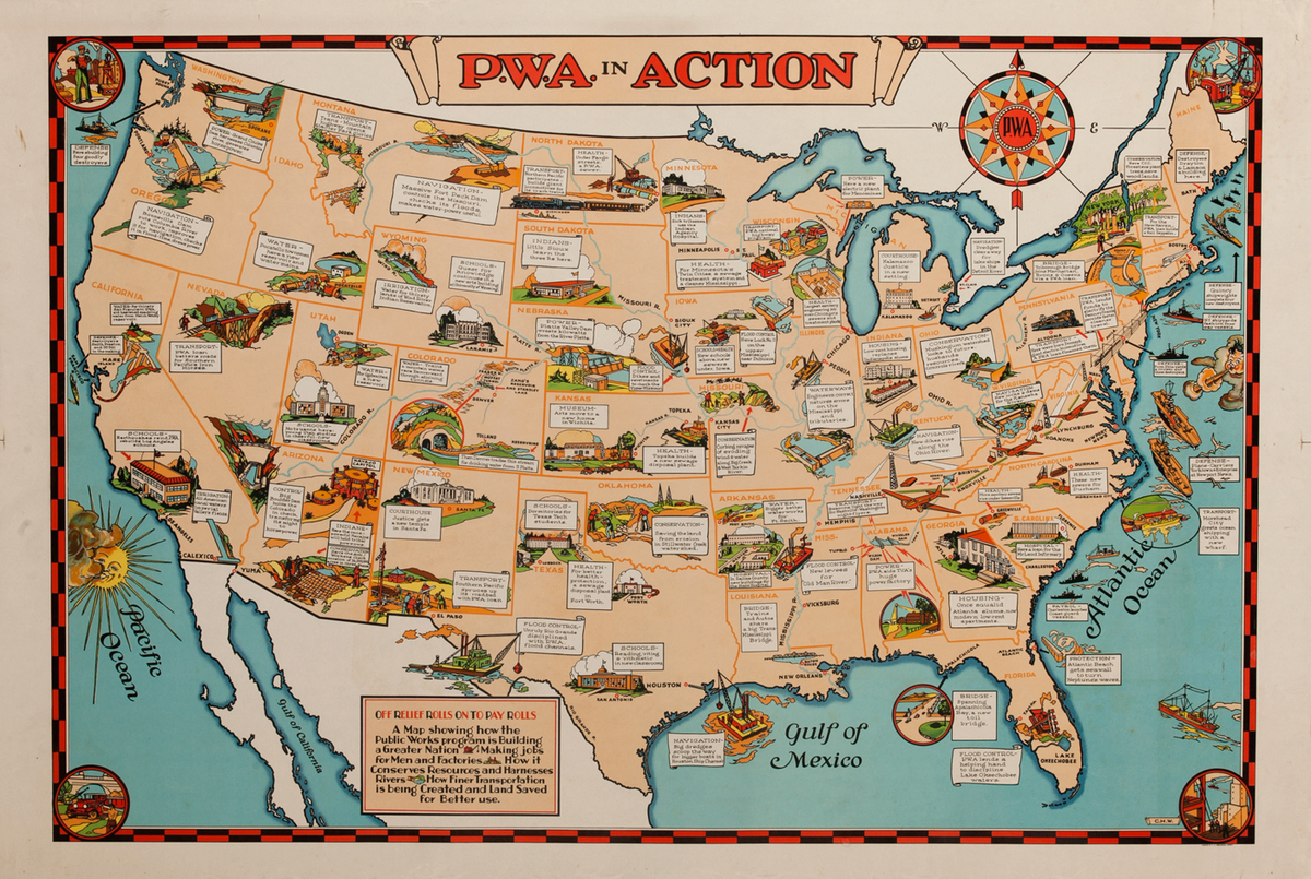 Public Works Administration Map Poster PWA in Action
