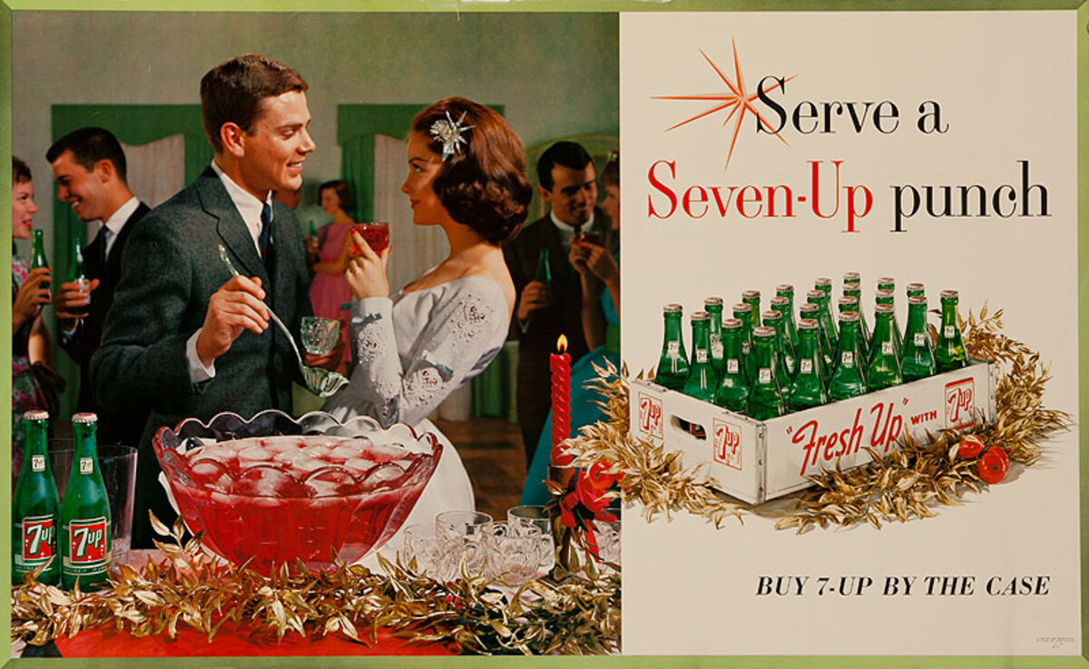 Serve A Seven-Up Punch Buy 7-Up by the Case Original American Advertising Poster