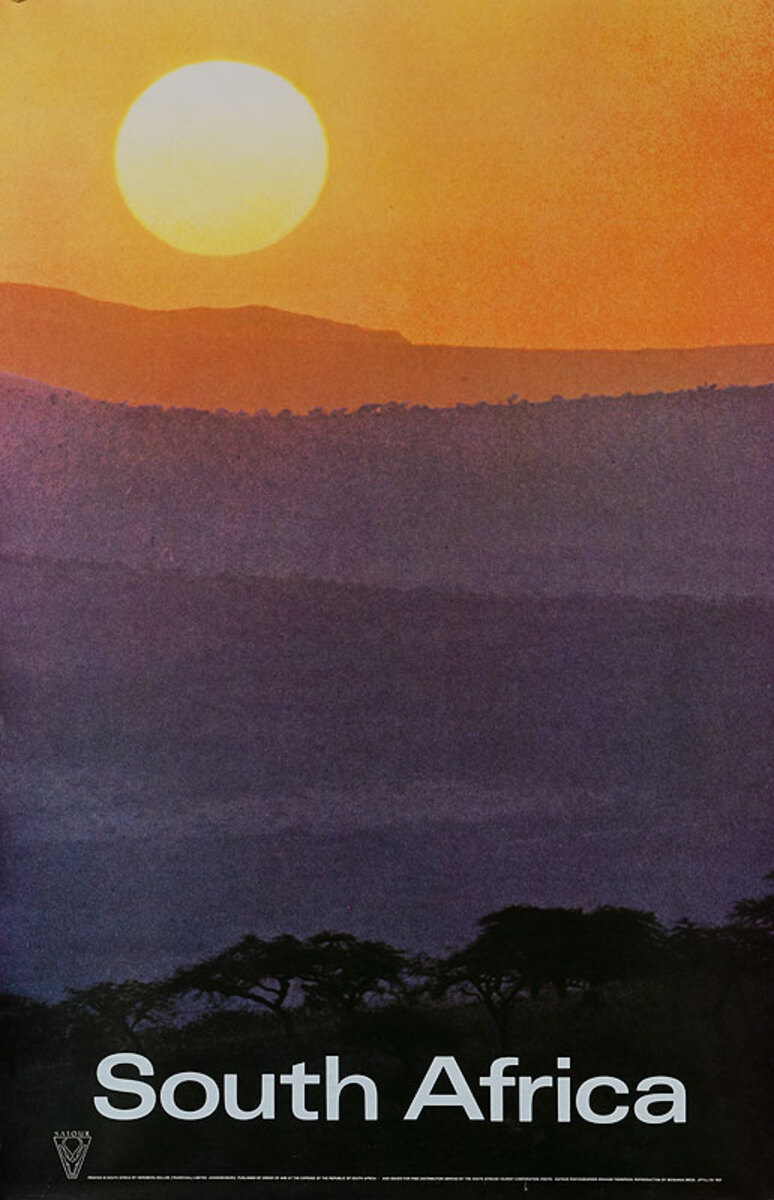 Original South Africa Travel Poster Sunset