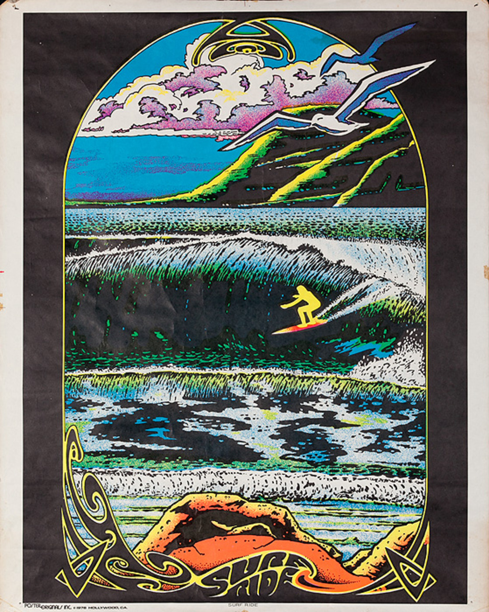 Surf Rider Original Psychedelic Black Light Poster