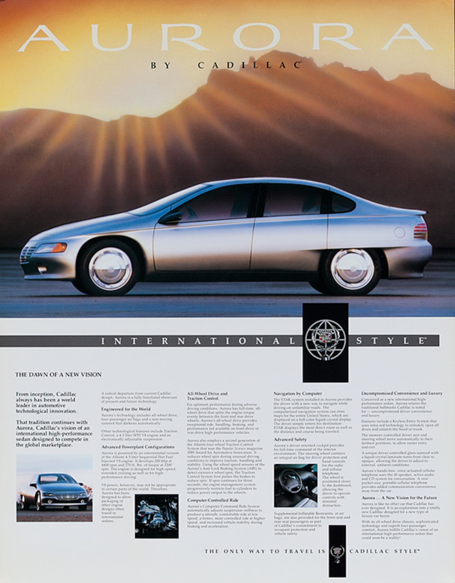 Cadillac Aurora Original American Automobile Advertising Poster