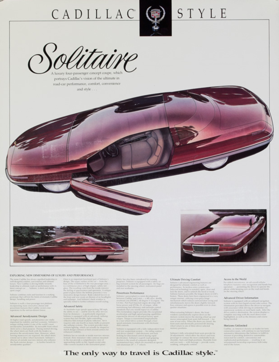 Cadillac Solitaire Original American Advertsing Poster