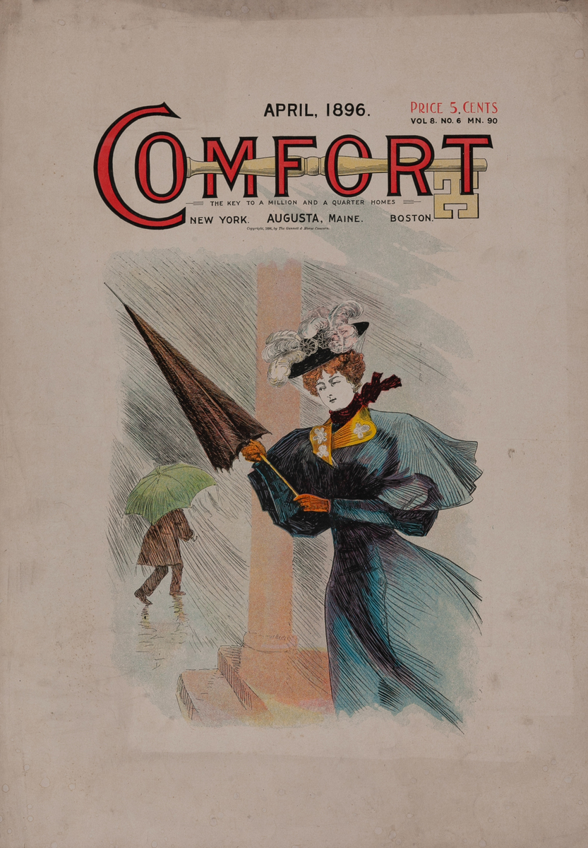 Comfort Magazine April 1896 Original American Literary Poster