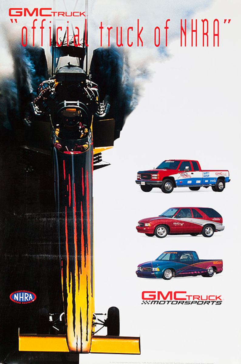 GMC Truck Official Truck of NHRA Original Advertising Poster