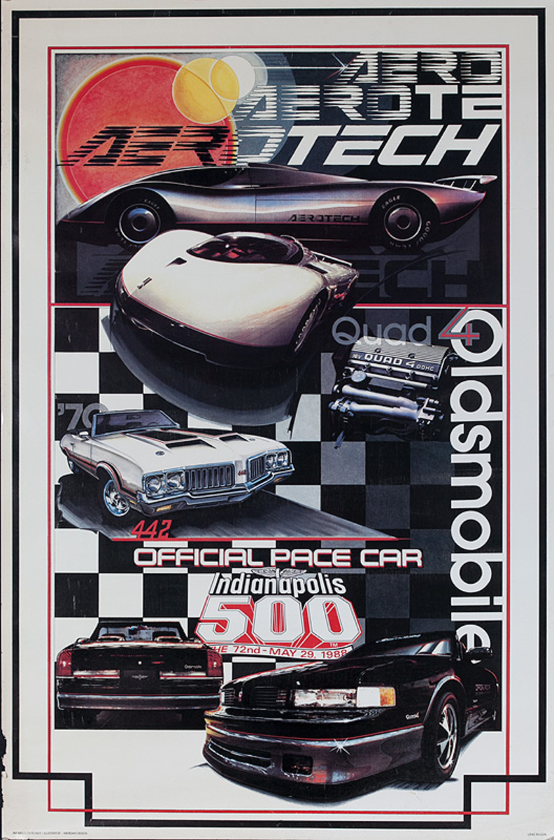 Aerotech Oldsmobile Indianapolos 500 1988 Pace Car Original Poster