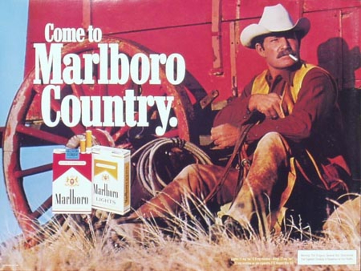 Marlboro Cigarette Cowboy Come To Marlboro Counrty Original Vintage Advertising Poster 
