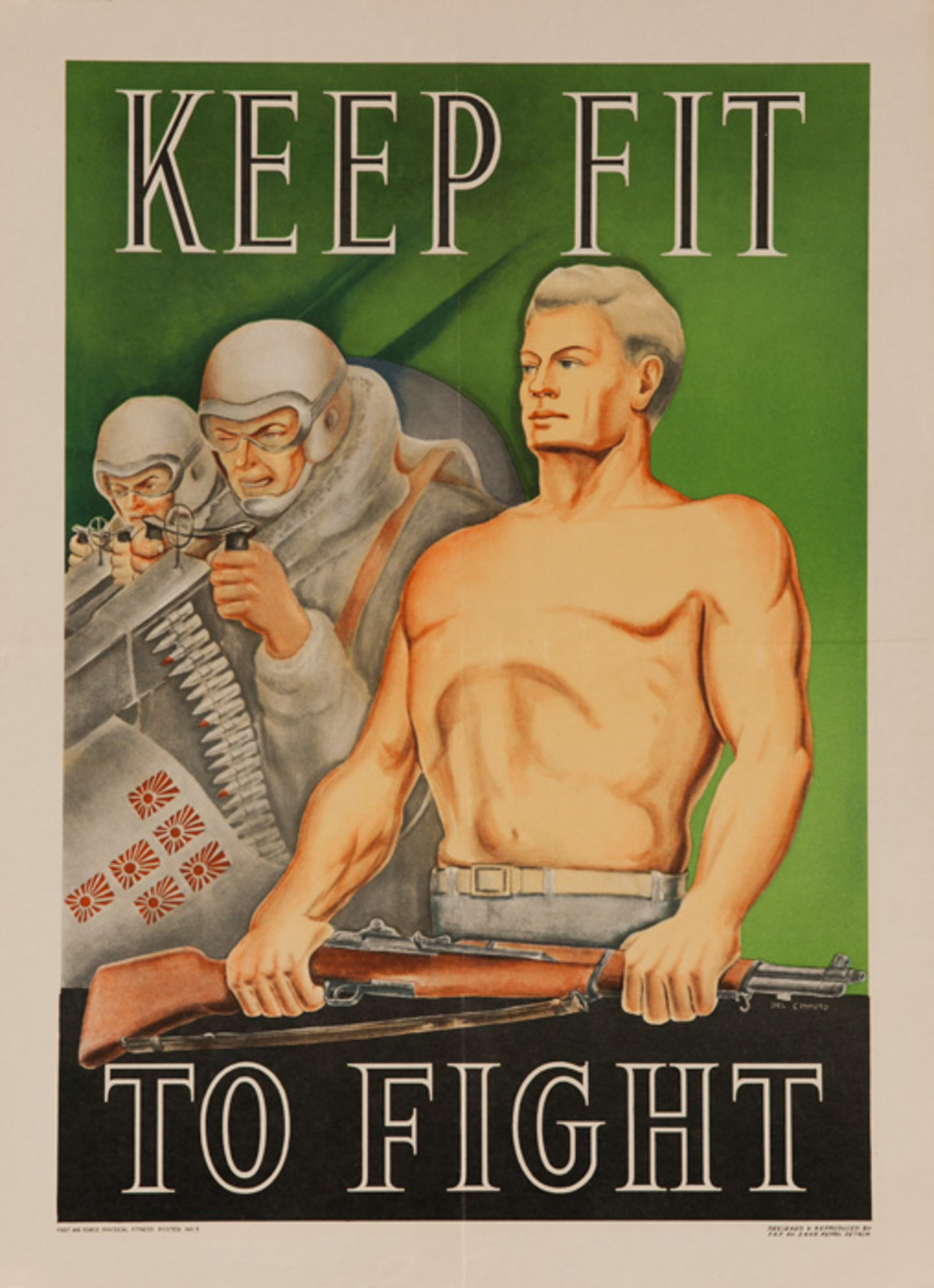 Keep Fit To Fight Original American WWII Air Force Physical Fitness Poster No 3 