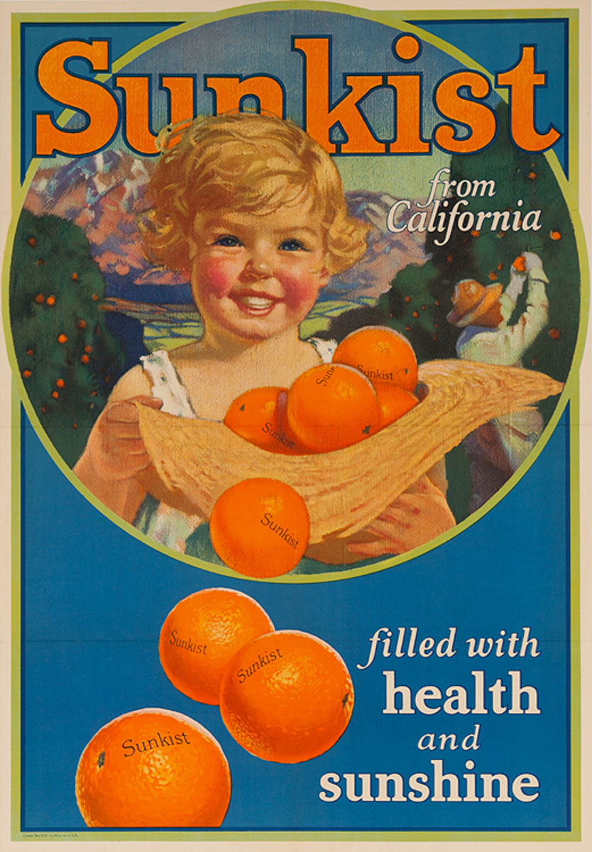 Sunkist From California Filled With Health and Sunshine Original Advertising Poster