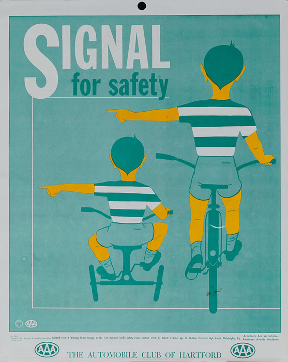 Signal for Safety Original AAA Auto Safety Poster, The Automobile Club of Hartford