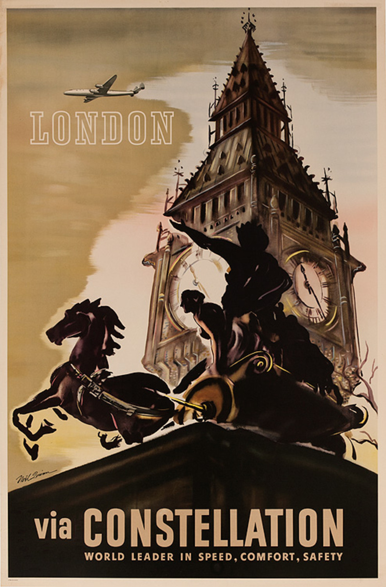 London Via Constellation World Leader in Speed, Comfort, Safety Original Travel Poster