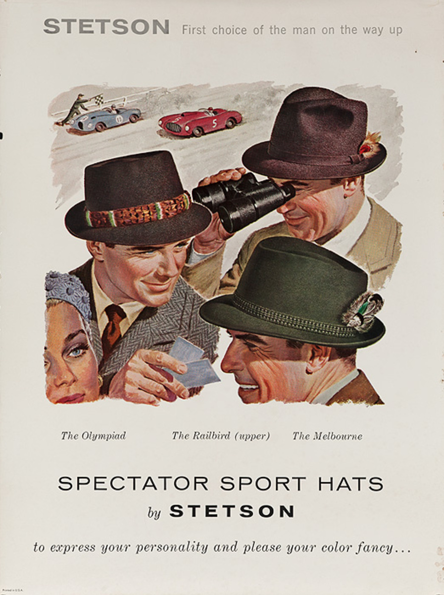 Stetson Spectator Sports Hats Original American Advertising Poster