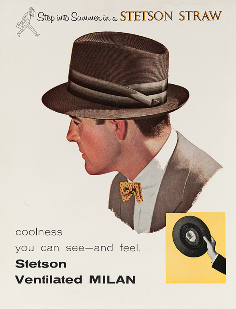 Step into Summer in a Stetson Straw Original American Hat Advertising Poster