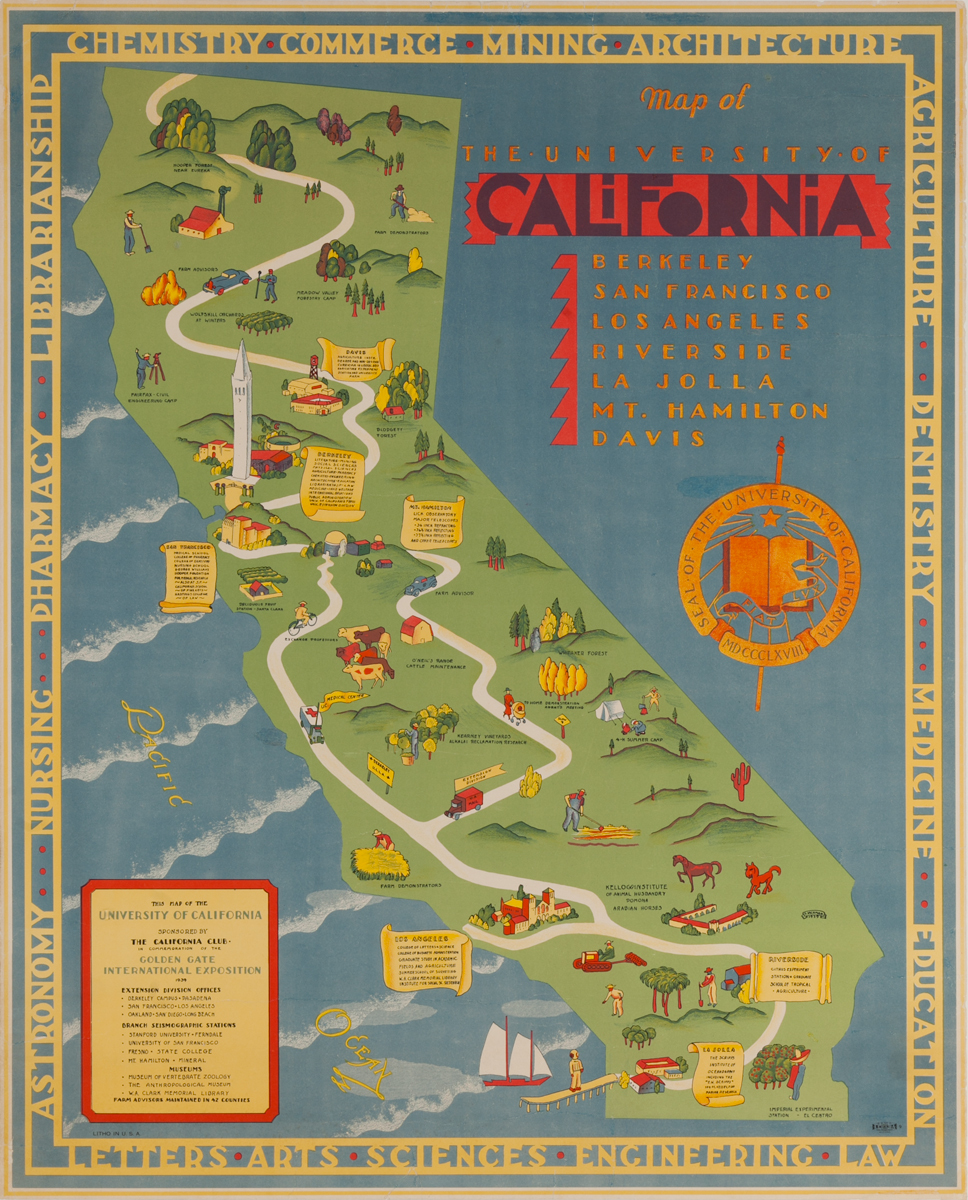 Map of the University of California Original Souvenir Poster