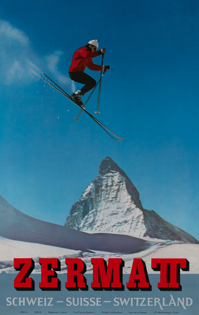 Zermatt, Schweiz Suisse Switzerland Original Ski Poster
