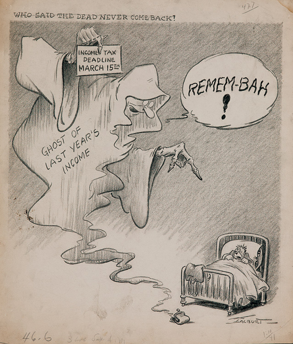 Original Depression Era Political Cartoon Artwork Remem-bah! Who Said the Dead Never Come Back