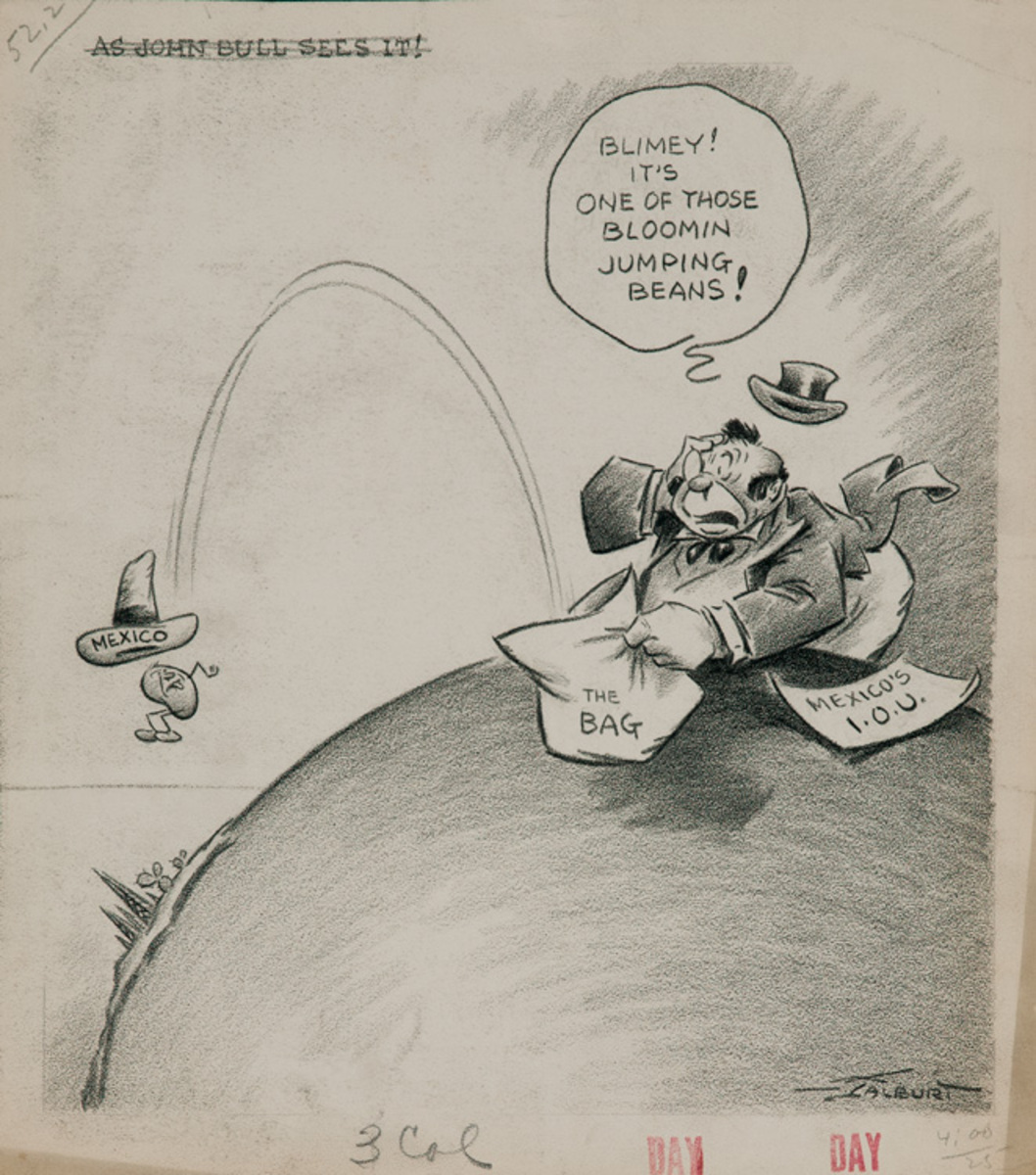 Original Depression Era Political Cartoon Artwork As John Bull Sees It