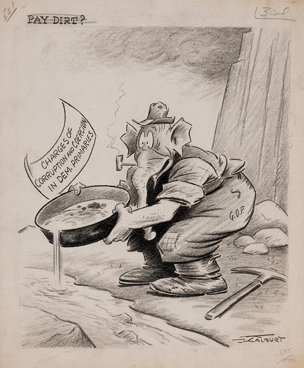 Original Depression Era Political Cartoon Artwork  Pay Dirt