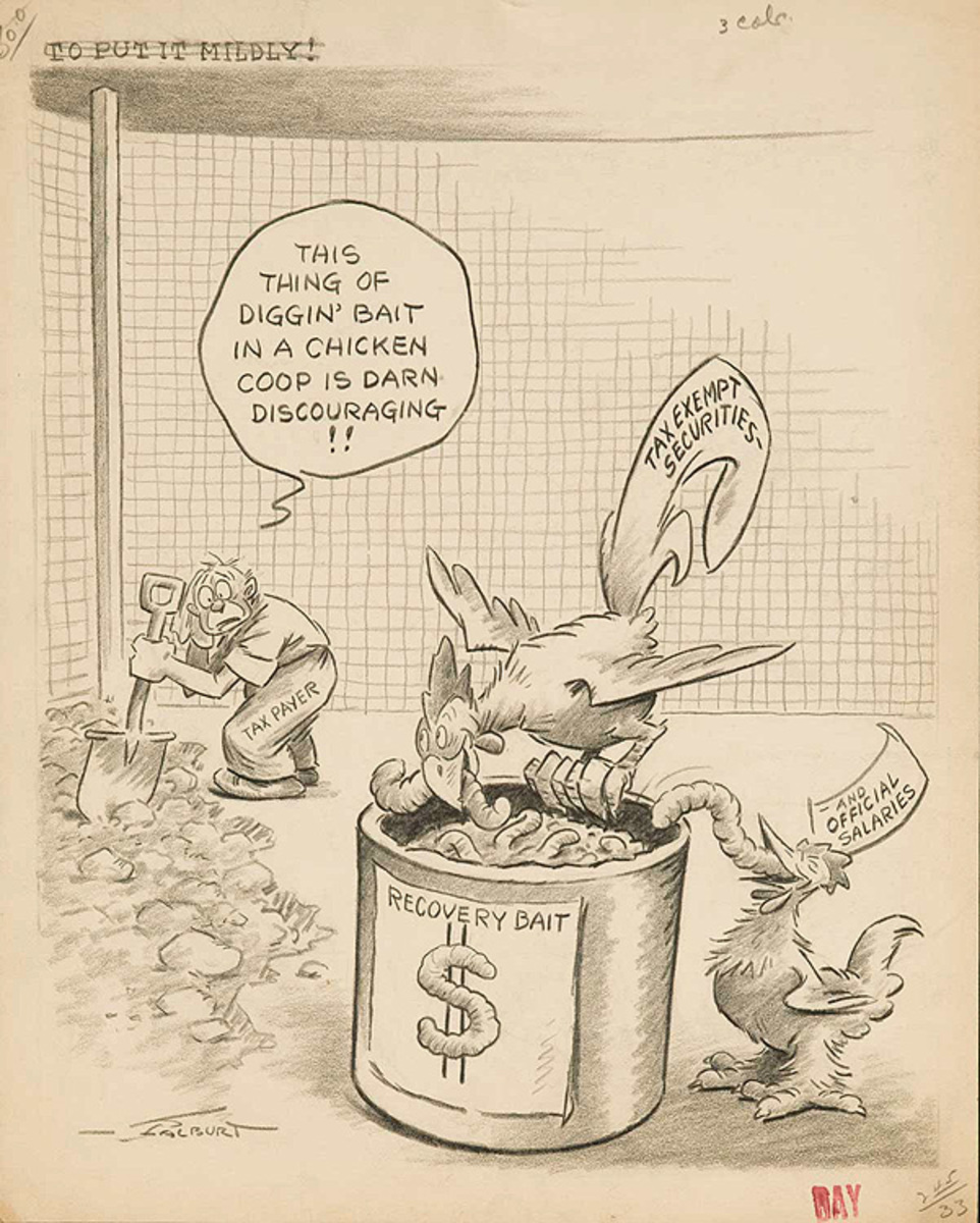 Original Depression Era Political Cartoon Artwork To Put It Mildly