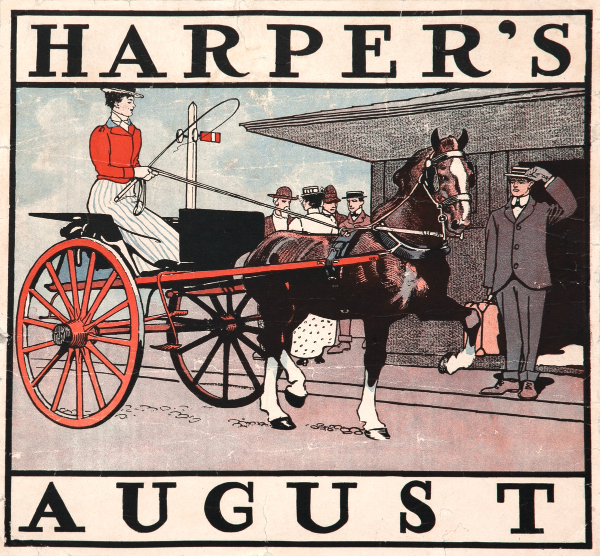 Harper's Magazine August 1899 Railroad Station Original Vintage Literary Poster 