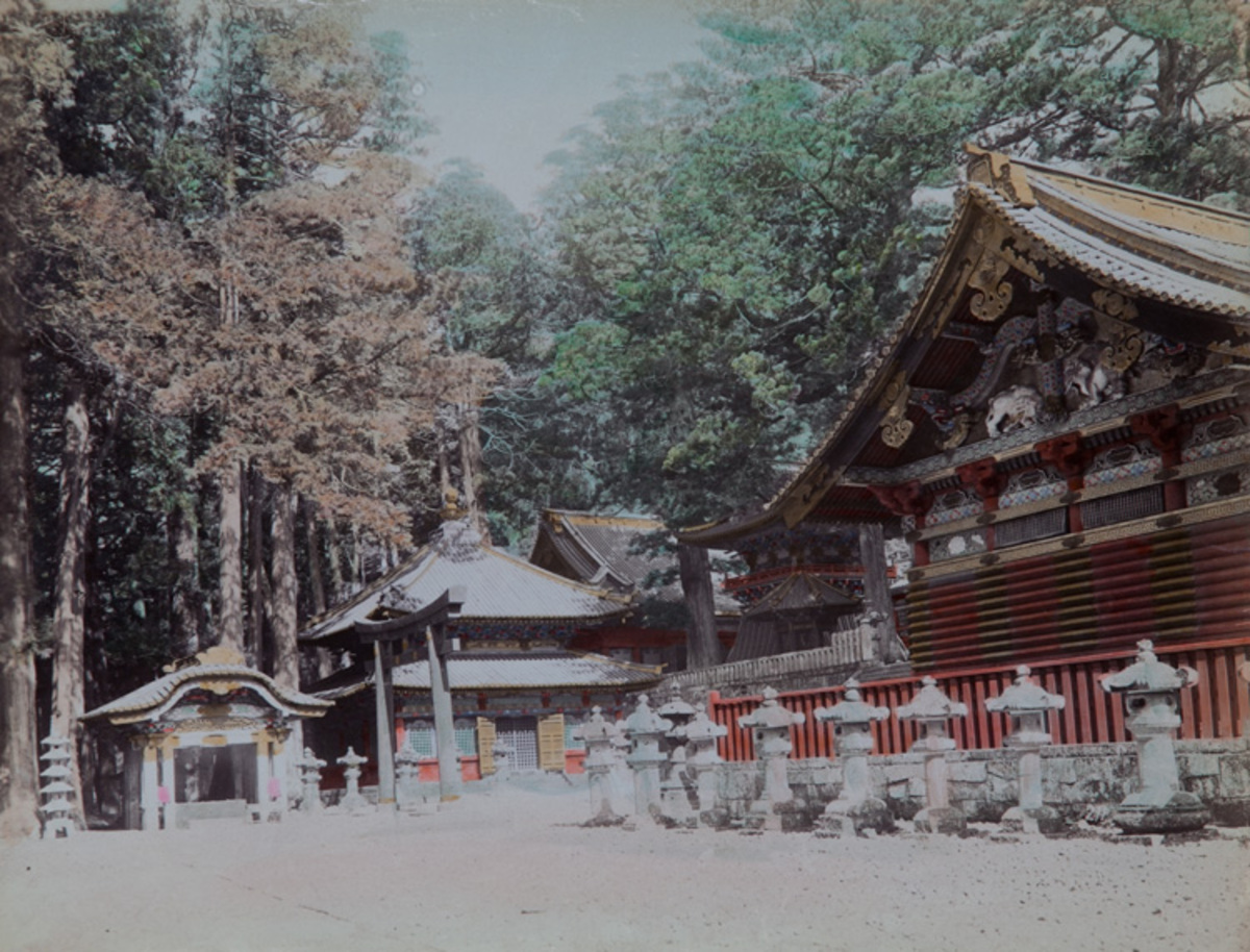 Meiji Era Hand Colored Japanese Albumen Photograph Temples