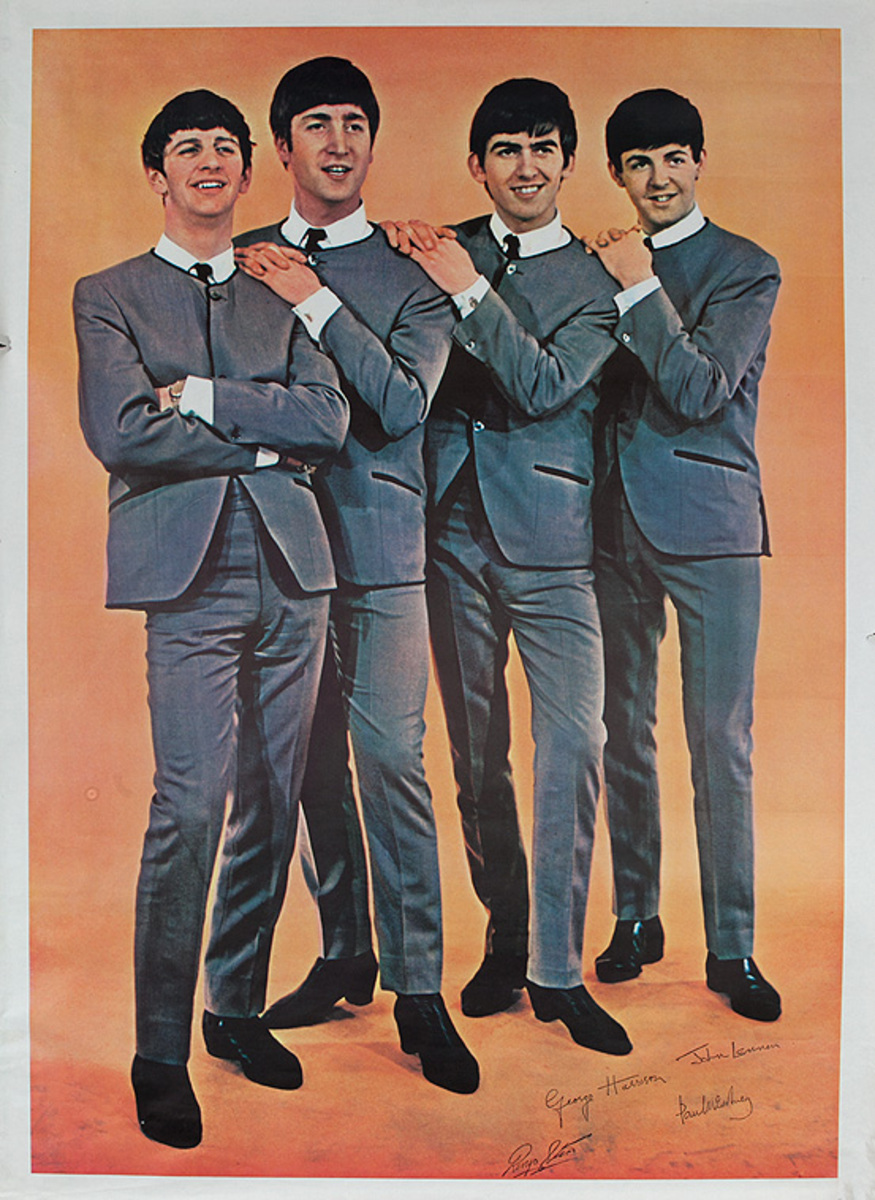Original Beatles Rock and Roll Poster Fab Four