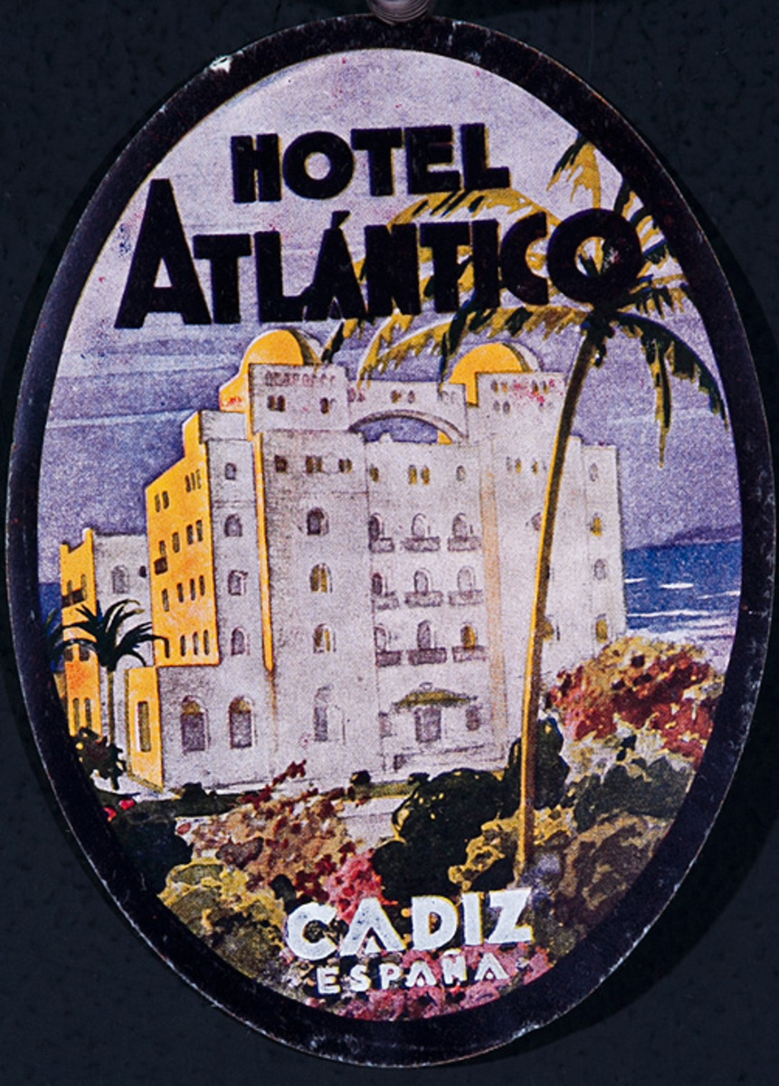 Hotel Atlantico Cadiz Spain Original Luggage Label