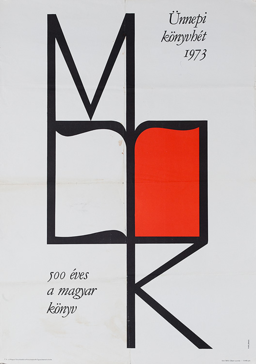 Original 1973 Hungarian Book Week Poster