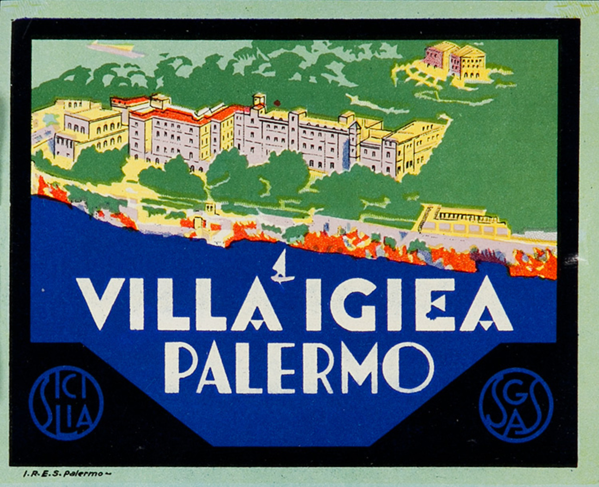 Villa Igiea Palermo Italy Original Luggage Label