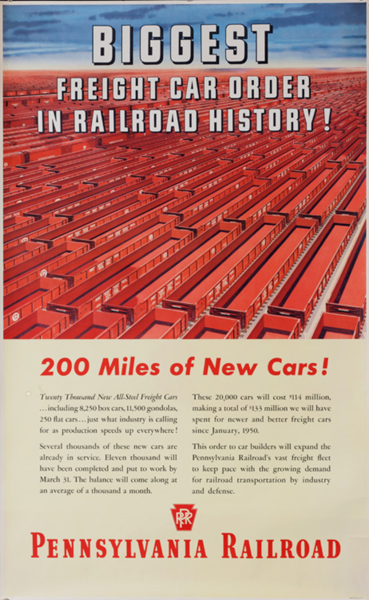 Pennsylvania Railroad Poster Biggest Freight Car Order