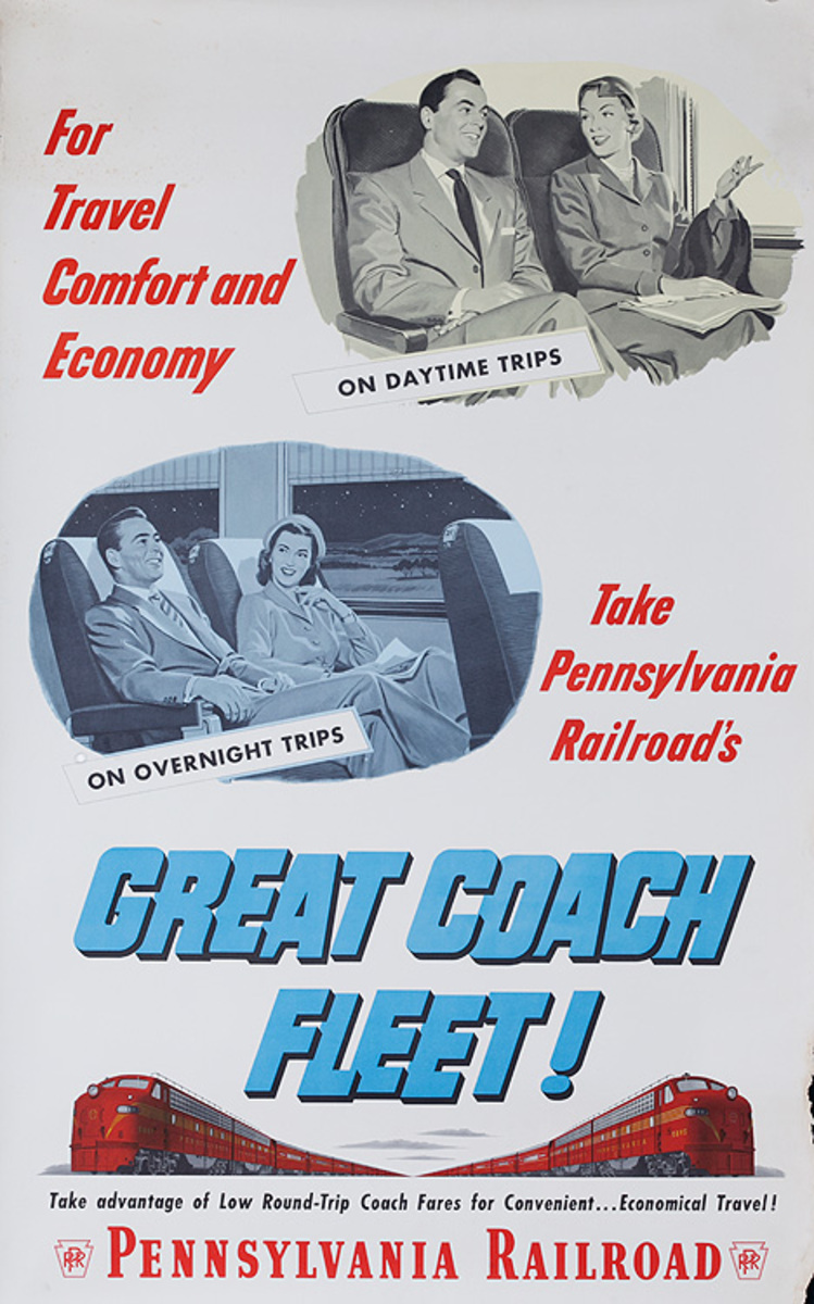 Pennsylvania Railroad Great Coach Fleet Original Travel Poster