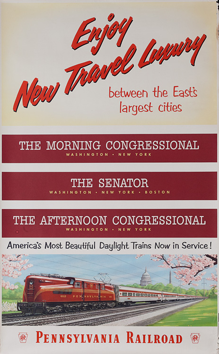 Pennsylvania Railroad Enjoy New Travel Luxury Original Travel Poster