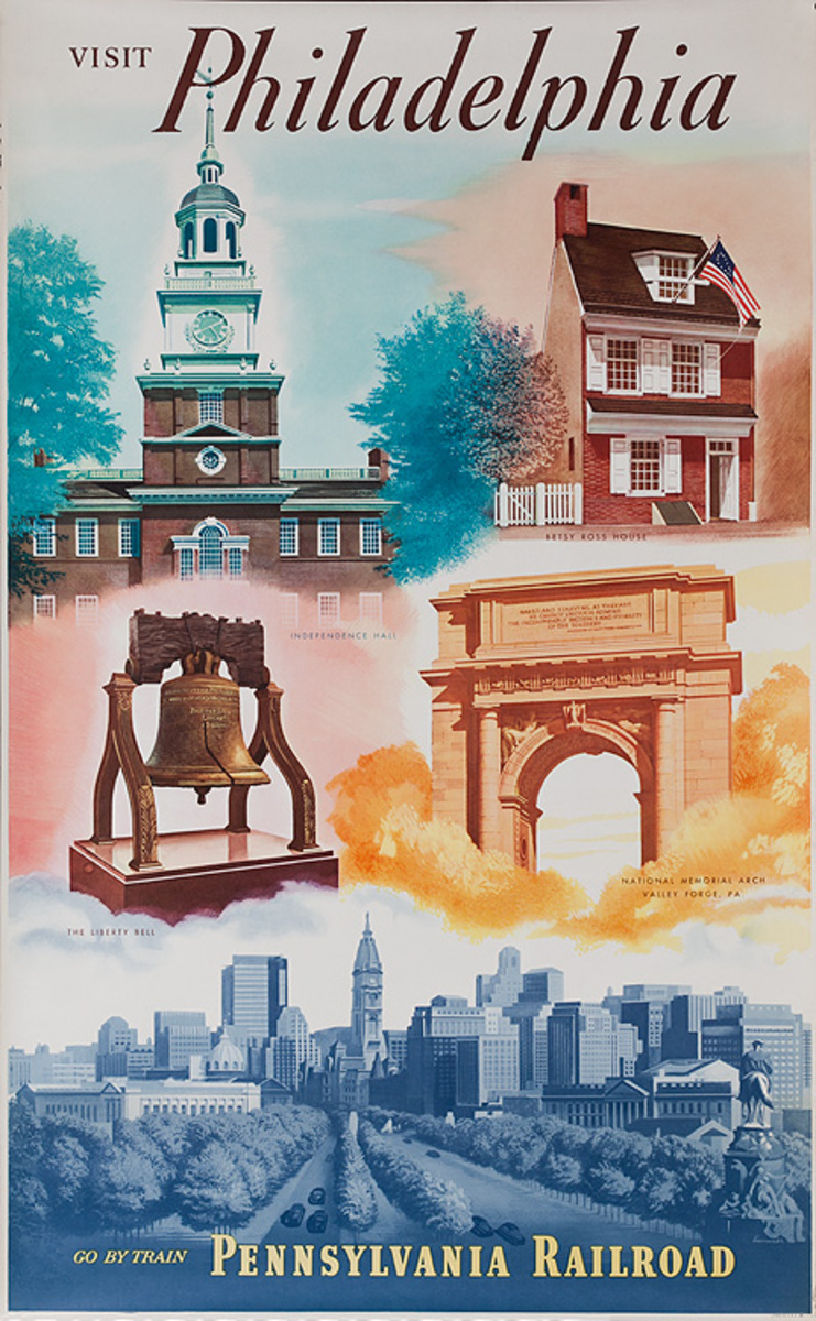 Visit Philadelphia Go By Train Pennsylvania Railroad Travel Poster
