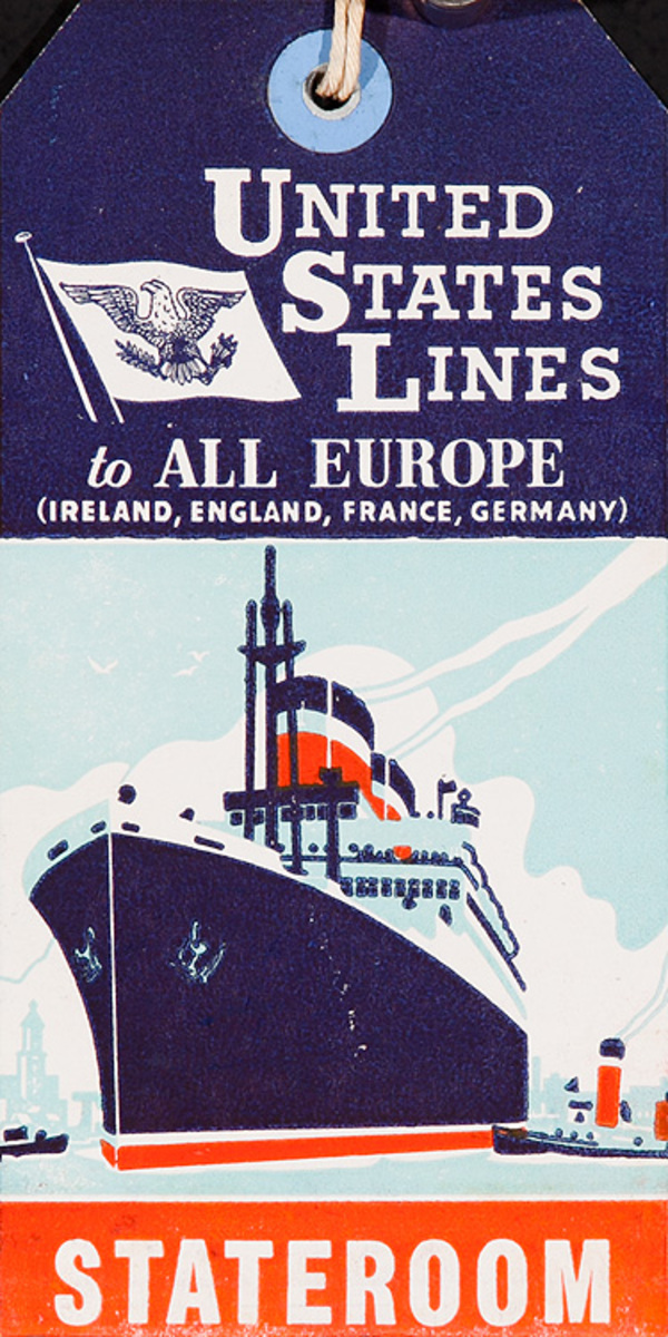 US Lines to All Europe Stateromm Luggage Tag