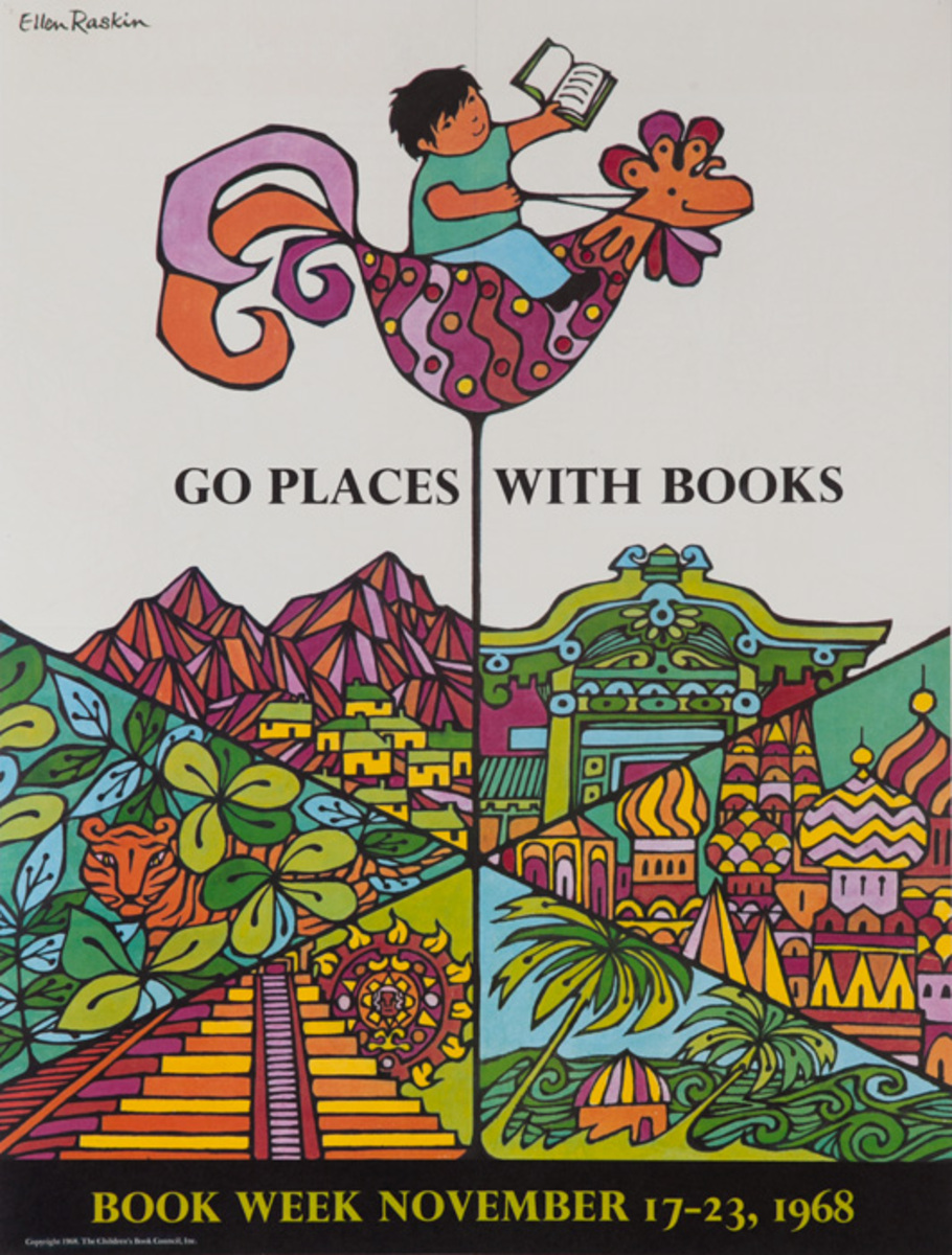 Go Places With Books, Original 1968 Children's Book Week Poster