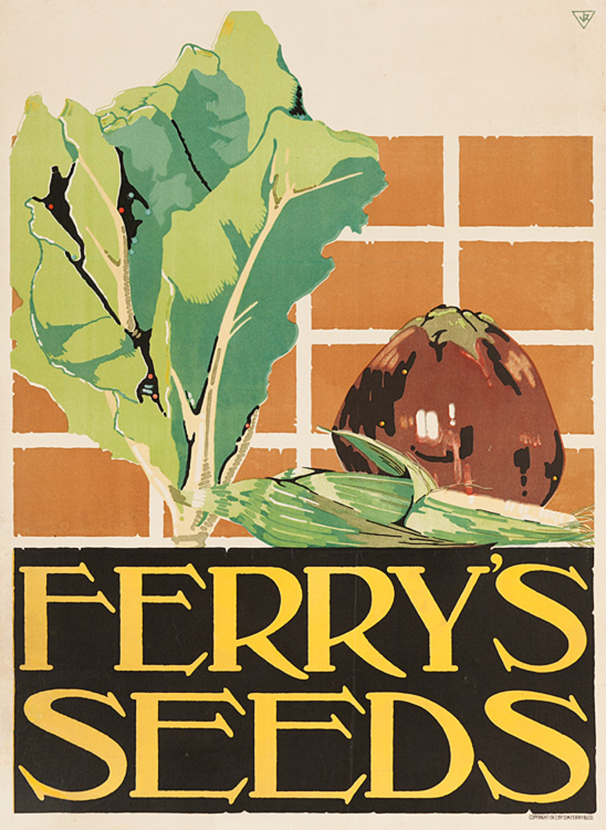 Ferry's Seeds Original American Advertising Poster Vegetable Still Life 