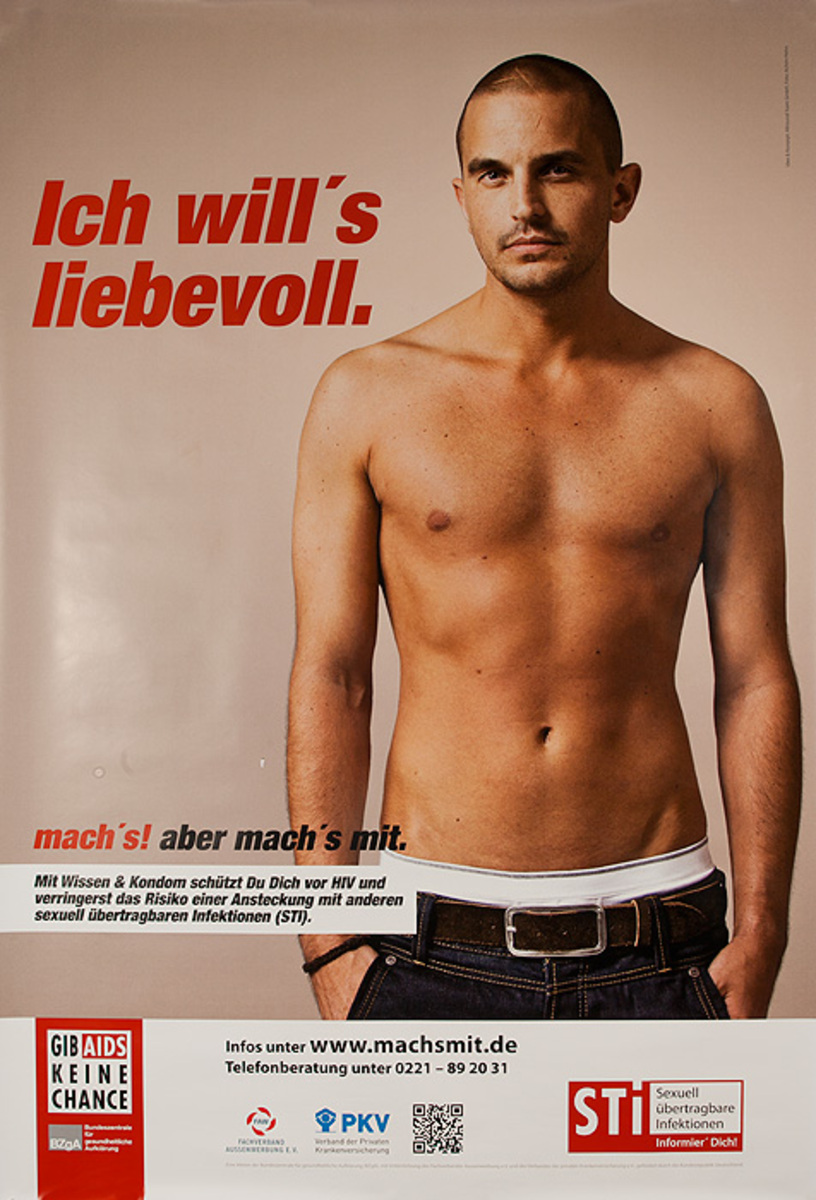 German AIDs Health Poster I Want Loving
