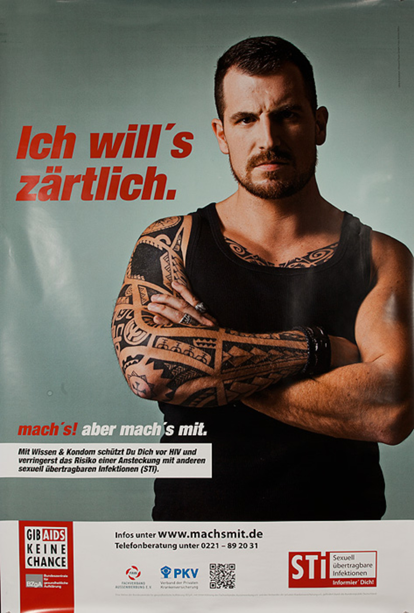 German AIDs Health Poster I Want Tenderness