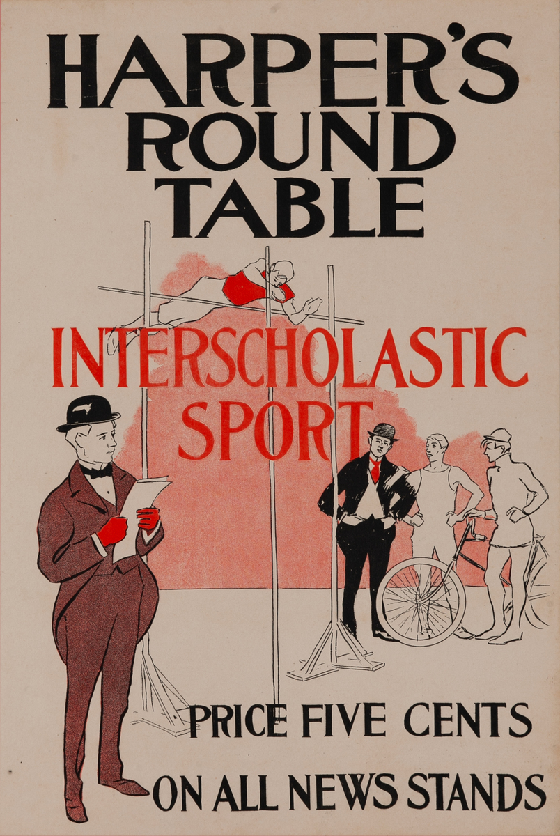 Harper's Round Table Interscholastic Sports Original American Literary Poster 