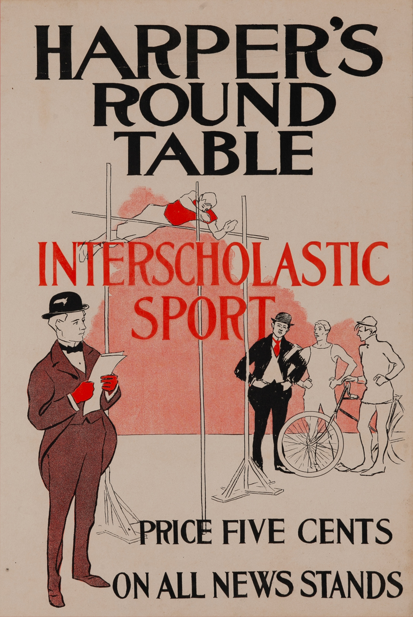 Harper's Round Table Interscholastic Sports Original American Literary Poster 
