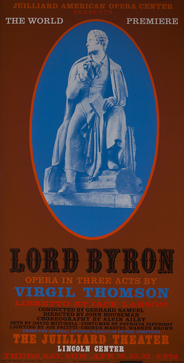 Lincoln Center Original Juilliard School Poster Lord Byron rust background