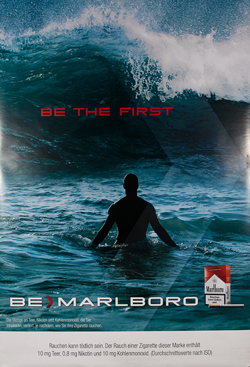 Be the First Be Marlboro Original German Cigarette Advertising Poster