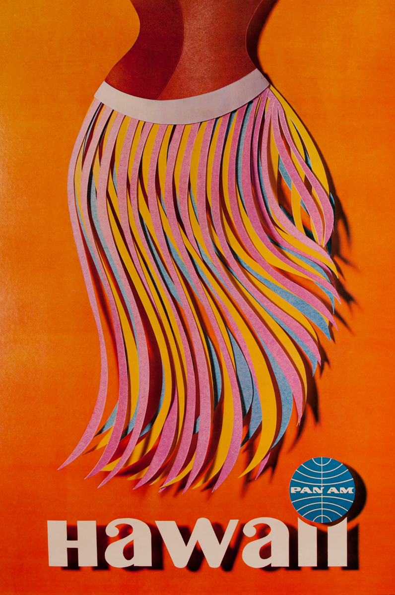 Original Pan Am Travel Poster Hawaiian Hula Skirt