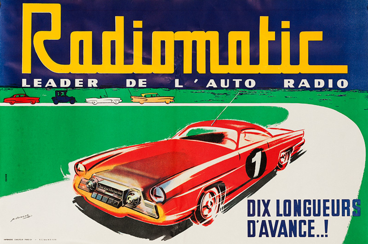 Radiomatic The Leader In Auto Radios, Original French Automotive Advertising Poster