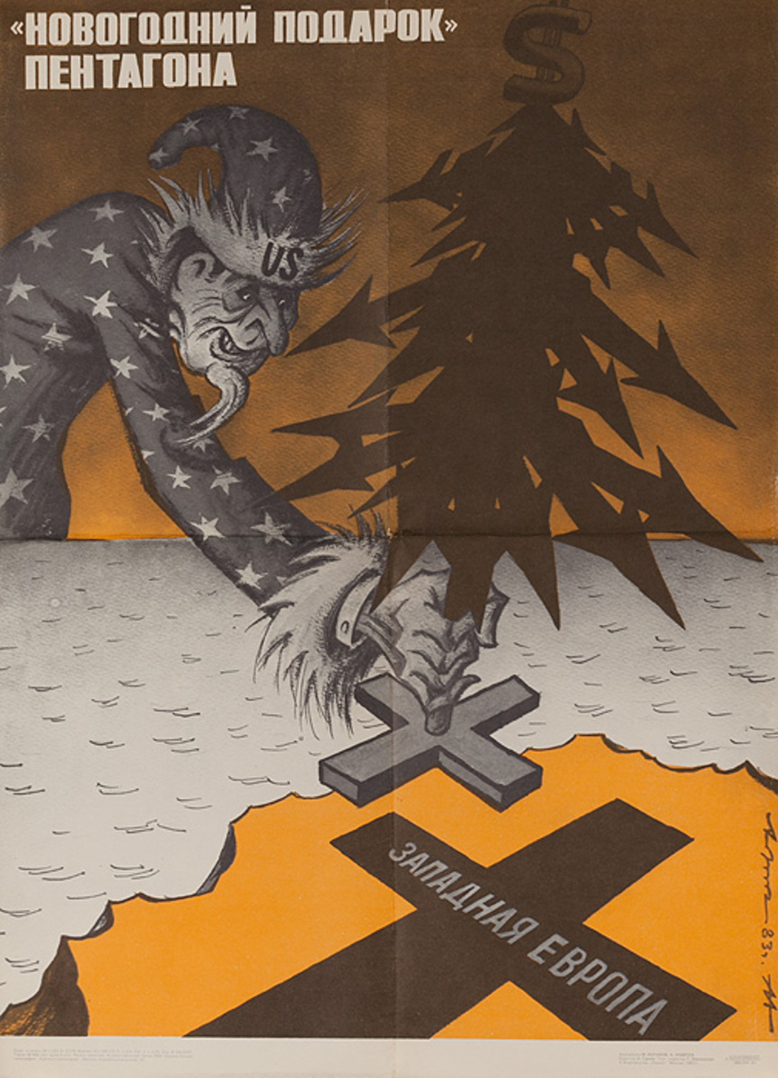 A New Year's Present, Original anti-American USSR Soviet Union Propaganda Poster