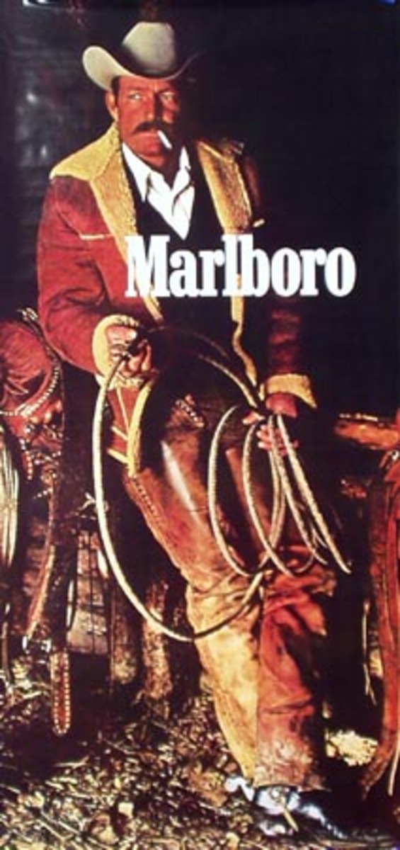 Marlboro Cigarette Cowboy Original Vintage Advertising Poster Huge vertical  poster 