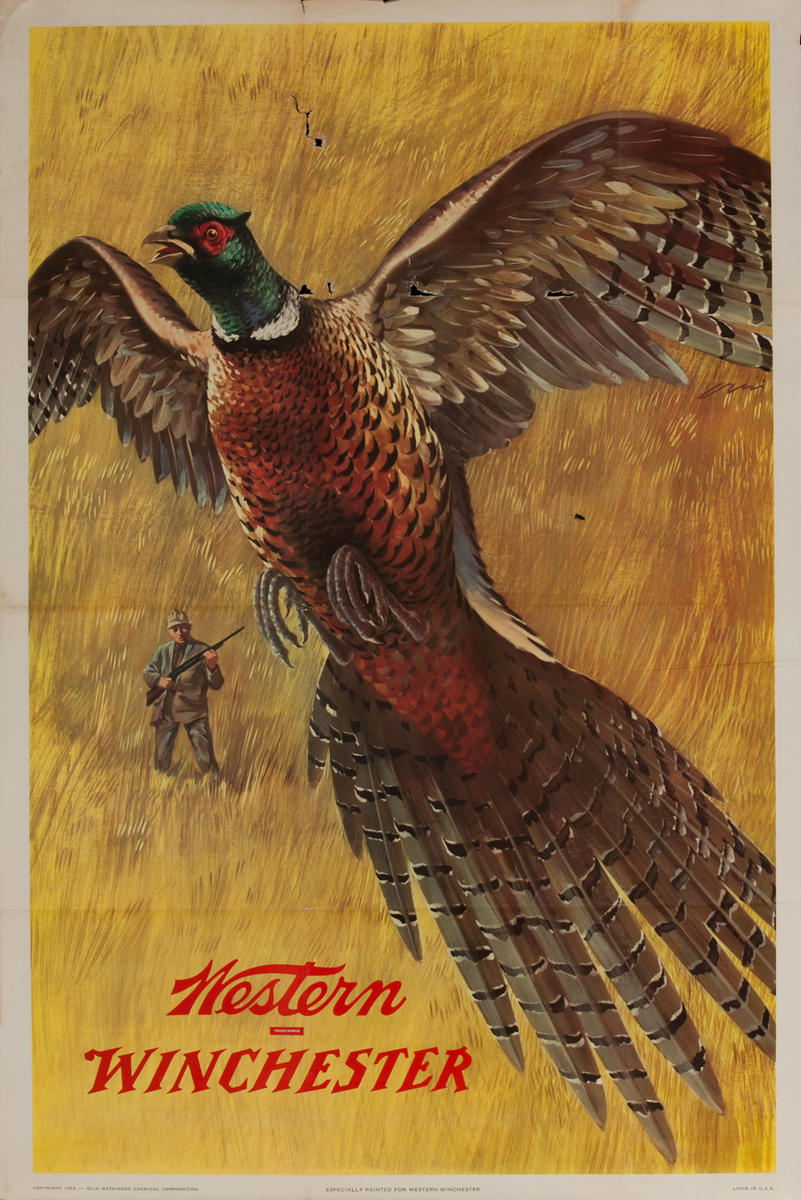 Western Winchester Original American Hunting Rifle Ammunition Advertising Poster