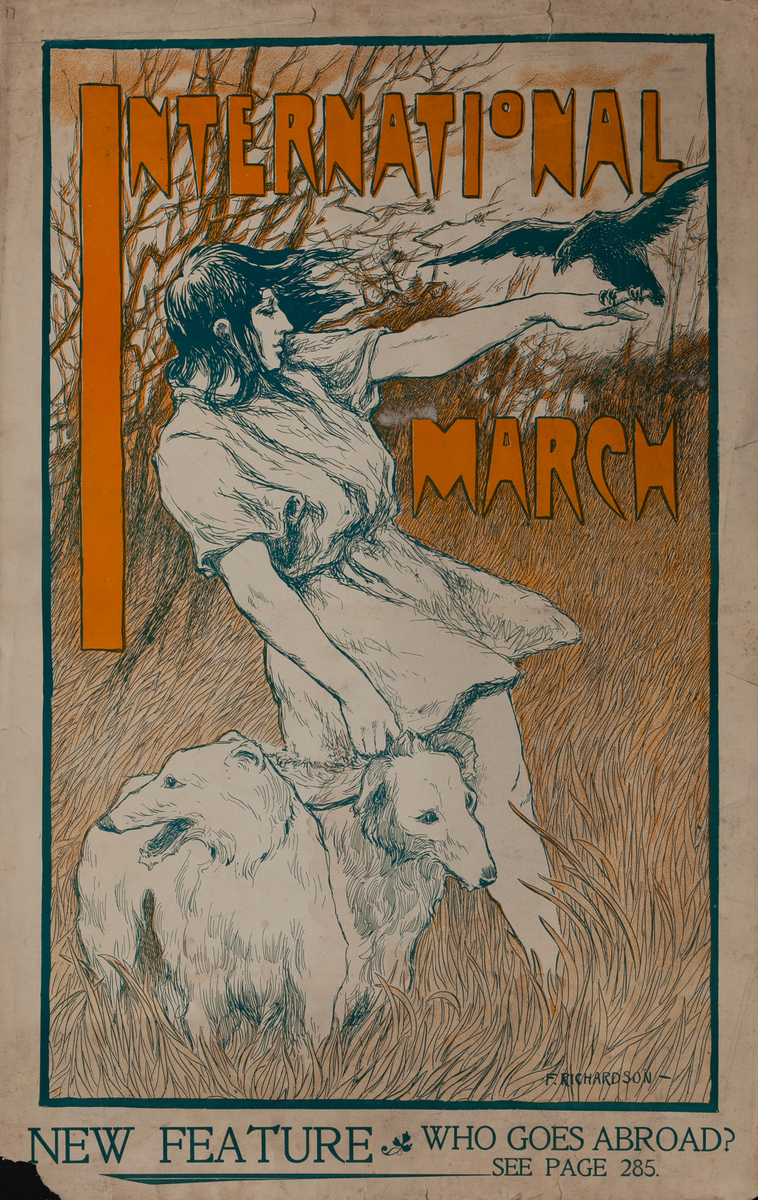 International March Woman with Dogs Original American Literary Poster